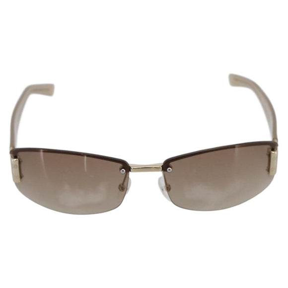 GUCCI Rimless Sunglasses Plastic Brown Gold Tone Auth am12290V