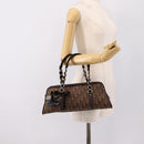 Christian Dior Trotter Romantic Hand Bag PVC Brown Silver Auth am12294SAM-23