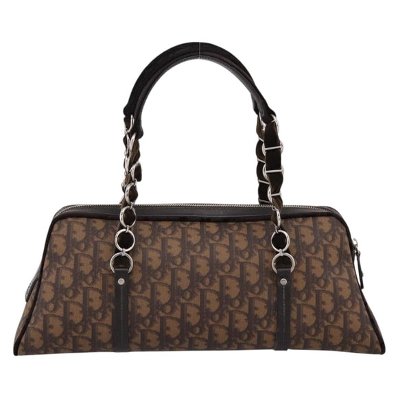 Christian Dior Trotter Romantic Hand Bag PVC Brown Silver Auth am12294SAM