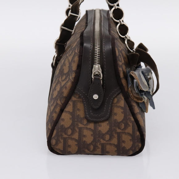 Christian Dior Trotter Romantic Hand Bag PVC Brown Silver Auth am12294SAM