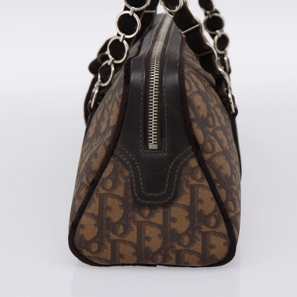 Christian Dior Trotter Romantic Hand Bag PVC Brown Silver Auth am12294SAM