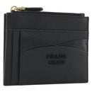 PRADA Card Coin Purse Saffiano Black Gold Tone Auth am12296M-1