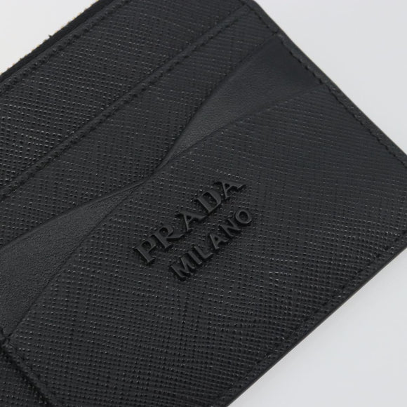 PRADA Card Coin Purse Saffiano Black Gold Tone Auth am12296M