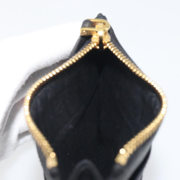 PRADA Card Coin Purse Saffiano Black Gold Tone Auth am12296M