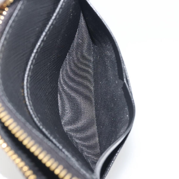 PRADA Card Coin Purse Saffiano Black Gold Tone Auth am12296M