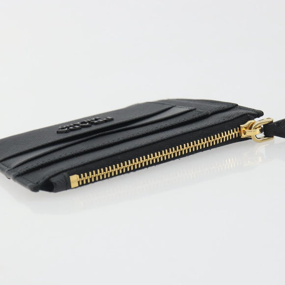 PRADA Card Coin Purse Saffiano Black Gold Tone Auth am12296M
