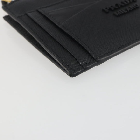 PRADA Card Coin Purse Saffiano Black Gold Tone Auth am12296M
