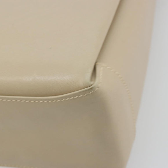 GUCCI Old Turn Lock Shoulder Bag Leather Beige Gold Tone Auth am12298A