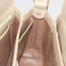 GUCCI Old Turn Lock Shoulder Bag Leather Beige Gold Tone Auth am12298A-17
