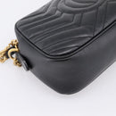 GUCCI GG Marmont Chain Shoulder Bag Leather Black Gold Tone 447632 Auth am12299V-13