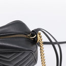 GUCCI GG Marmont Chain Shoulder Bag Leather Black Gold Tone 447632 Auth am12299V-14