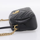 GUCCI GG Marmont Chain Shoulder Bag Leather Black Gold Tone 447632 Auth am12299V-4