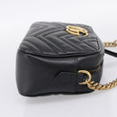 GUCCI GG Marmont Chain Shoulder Bag Leather Black Gold Tone 447632 Auth am12299V-5