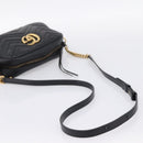 GUCCI GG Marmont Chain Shoulder Bag Leather Black Gold Tone 447632 Auth am12299V-7