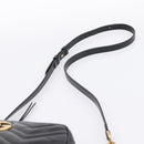 GUCCI GG Marmont Chain Shoulder Bag Leather Black Gold Tone 447632 Auth am12299V-8