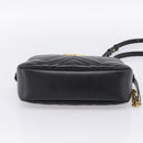 GUCCI GG Marmont Chain Shoulder Bag Leather Black Gold Tone 447632 Auth am12299V-9