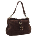 Miu Miu Shoulder Bag Suede Brown Gold Tone Auth am12303V-1