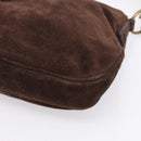 Miu Miu Shoulder Bag Suede Brown Gold Tone Auth am12303V-9