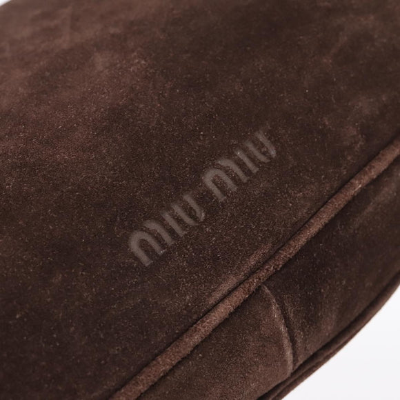 Miu Miu Shoulder Bag Suede Brown Gold Tone Auth am12303V
