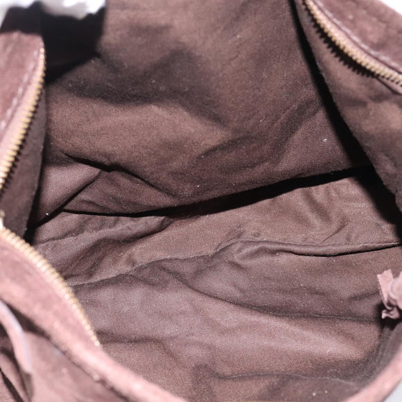 Miu Miu Shoulder Bag Suede Brown Gold Tone Auth am12303V
