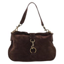 Miu Miu Shoulder Bag Suede Brown Gold Tone Auth am12303V-13