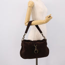 Miu Miu Shoulder Bag Suede Brown Gold Tone Auth am12303V-23