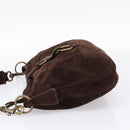 Miu Miu Shoulder Bag Suede Brown Gold Tone Auth am12303V-3