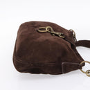 Miu Miu Shoulder Bag Suede Brown Gold Tone Auth am12303V-4