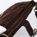 Miu Miu Shoulder Bag Suede Brown Gold Tone Auth am12303V-6