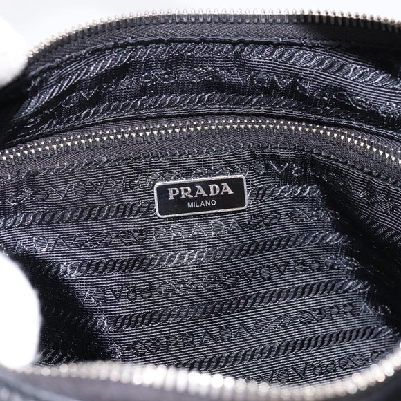 PRADA Shoulder Bag Leather 2way Black Silver 1BC133 Auth am12304SAM