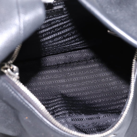 PRADA Shoulder Bag Leather 2way Black Silver 1BC133 Auth am12304SAM
