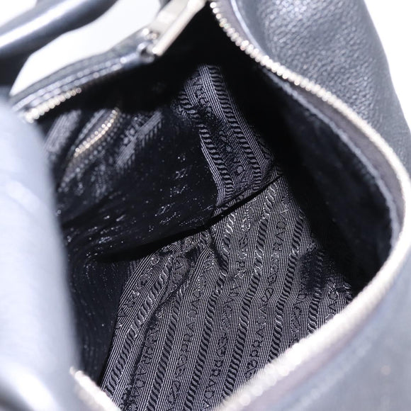 PRADA Shoulder Bag Leather 2way Black Silver 1BC133 Auth am12304SAM