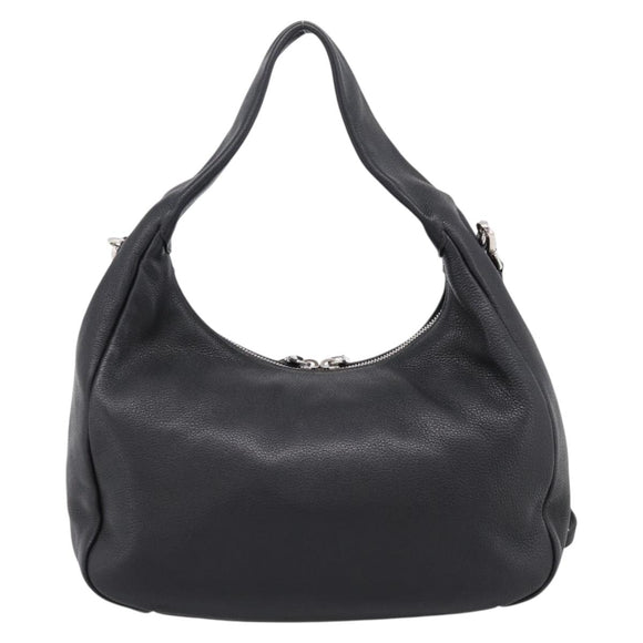 PRADA Shoulder Bag Leather 2way Black Silver 1BC133 Auth am12304SAM