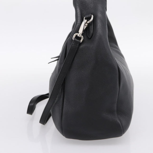 PRADA Shoulder Bag Leather 2way Black Silver 1BC133 Auth am12304SAM