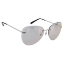 CHANEL Rimless Sunglasses Metal Gray Silver CC Auth am12308M-1
