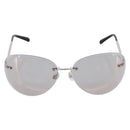 CHANEL Rimless Sunglasses Metal Gray Silver CC Auth am12308M-13