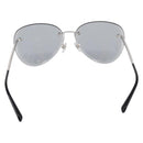 CHANEL Rimless Sunglasses Metal Gray Silver CC Auth am12308M-2