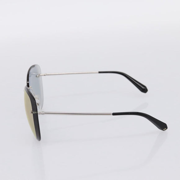 CHANEL Rimless Sunglasses Metal Gray Silver CC Auth am12308M