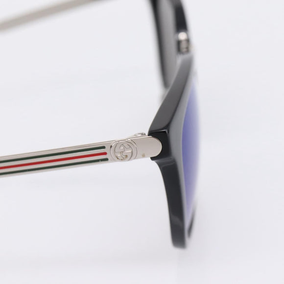 GUCCI Interlocking G Web Sherry Line Sunglasses Metal Black Silver Auth am12309M