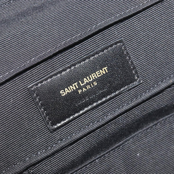 SAINT LAURENT Jewelry Case Accessory Case Canvas Brown Gold 344043 Auth am12314M