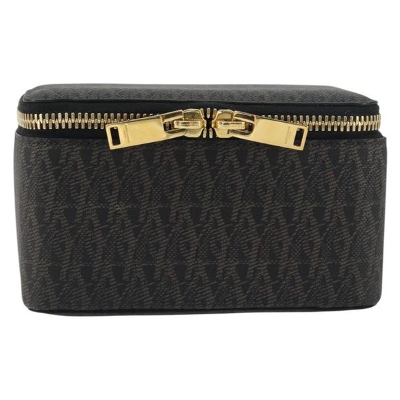 SAINT LAURENT Jewelry Case Accessory Case Canvas Brown Gold 344043 Auth am12314M