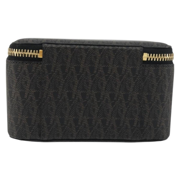 SAINT LAURENT Jewelry Case Accessory Case Canvas Brown Gold 344043 Auth am12314M