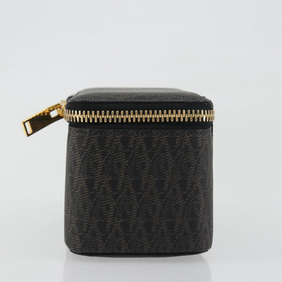 SAINT LAURENT Jewelry Case Accessory Case Canvas Brown Gold 344043 Auth am12314M
