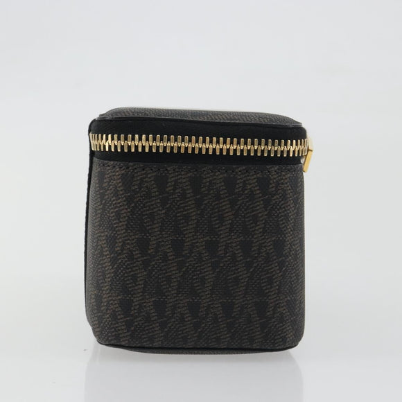 SAINT LAURENT Jewelry Case Accessory Case Canvas Brown Gold 344043 Auth am12314M