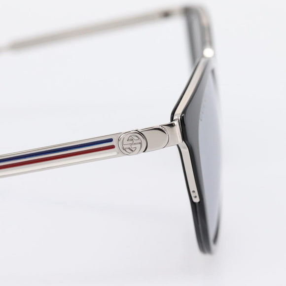 GUCCI Interlocking G Shelly Sunglasses Metal Black Silver Auth am12315M