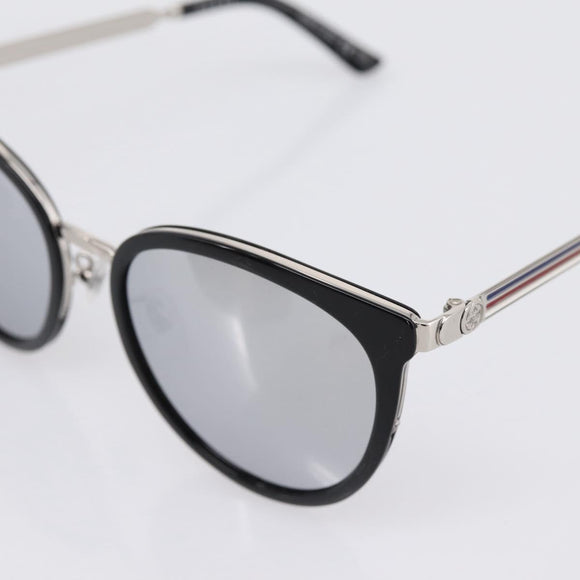 GUCCI Interlocking G Shelly Sunglasses Metal Black Silver Auth am12315M