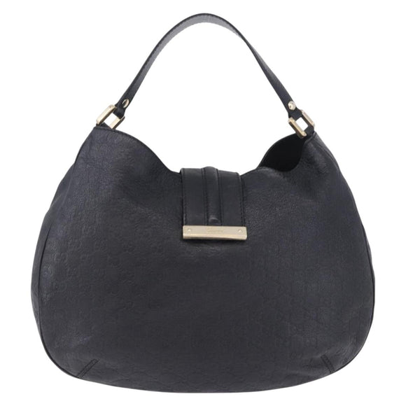 GUCCI GuccissimaGG Shoulder Bag Leather Black Gold Tone 233604 Auth am12324V