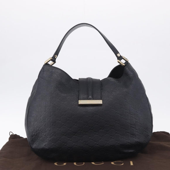GUCCI GuccissimaGG Shoulder Bag Leather Black Gold Tone 233604 Auth am12324V
