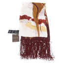 GUCCI Fringe Stole Silk Bordeaux White 380697 Auth am12325V-3