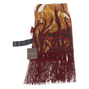 GUCCI Fringe Stole Silk Bordeaux White 380697 Auth am12325V-4